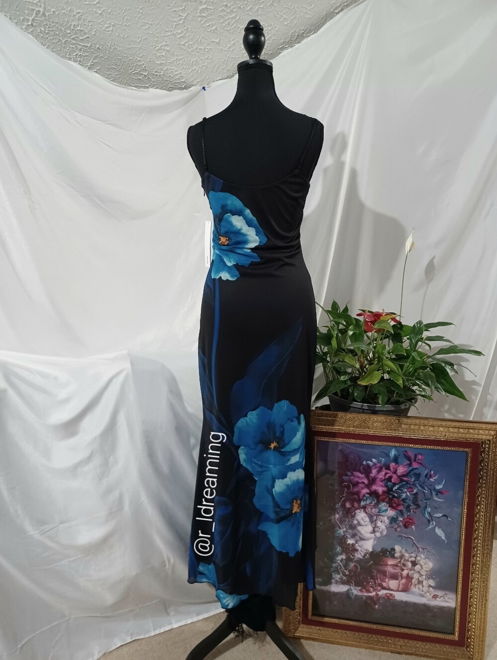 NWT AQUA Blue Floral Mesh Maxi Dress Size Small Bloomingdale's Exclusive - Picture 5 of 10